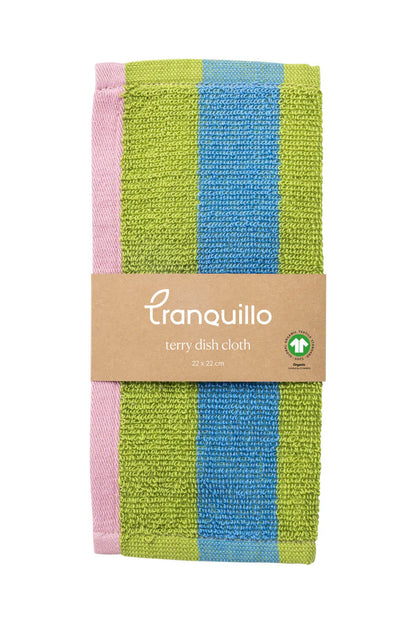 Terry dishcloth stripes - Green/blue | Tranquillo