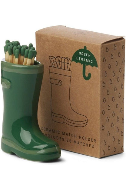 Cowboy boot match holder - green ceramic | Paddywax