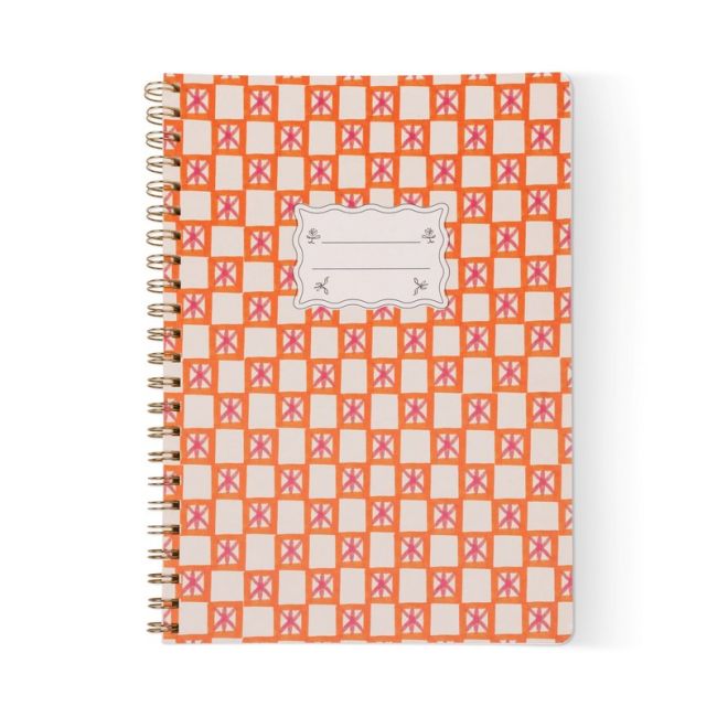 Tulip A4 Twin Wire Notebook - Orange Check | Designworks Ink