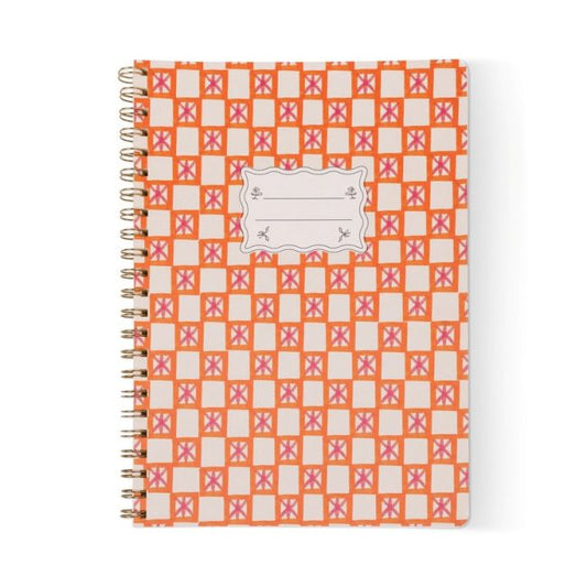 Tulip A4 Twin Wire Notebook - Orange Check | Designworks Ink