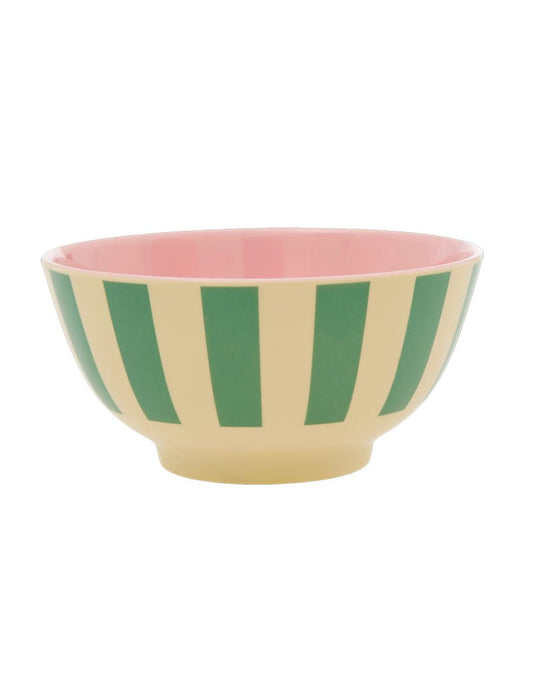 Kom plum green stripe print | RICE - de inKijk