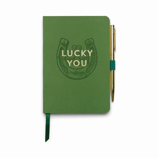 Vintage notebook with pen - lucky you | Designworks Ink - de inKijk