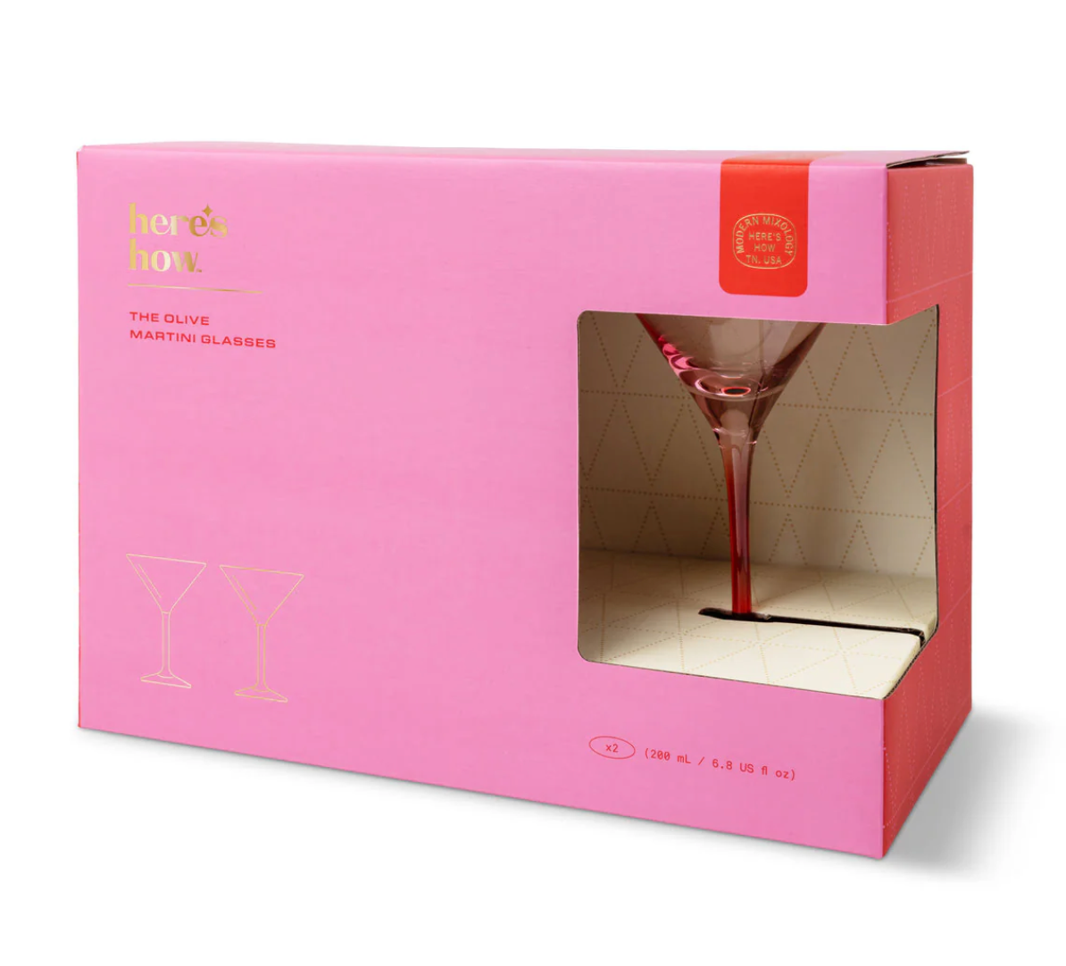 Olive Martini Glass - set of 2 - Blush & Cherry | Here's How