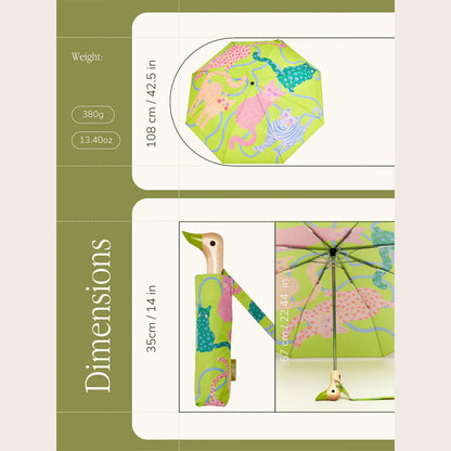 Eco-vriendelijke Paraplu - lime arty cats | Original Duckhead