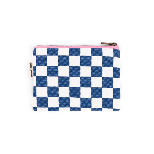 Purse - Marie - Ecru / Navy blue Checkerboard | Rose in April