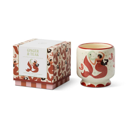 Ceramic candle mermaid & moon 8 oz - ginger & teak | Paddywax