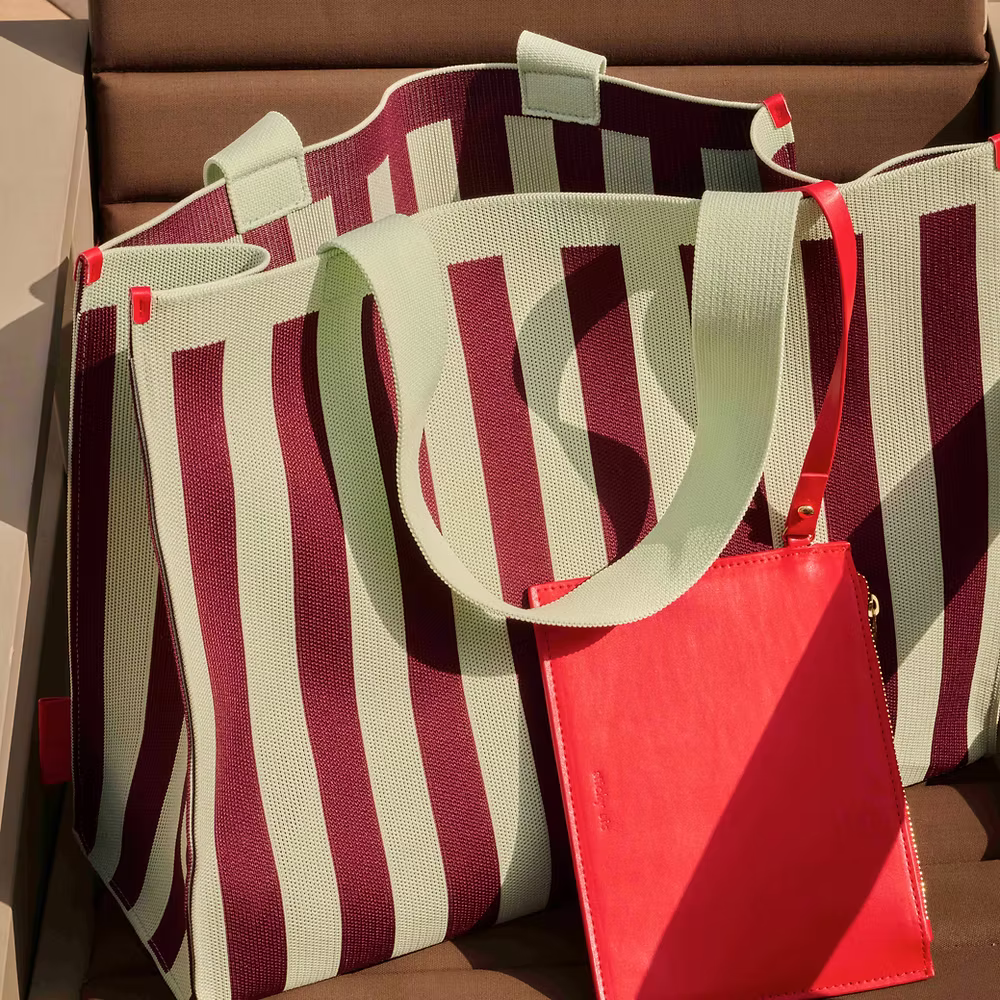 Club shopper - knitted stripes - mist + fig | Sticky Sis