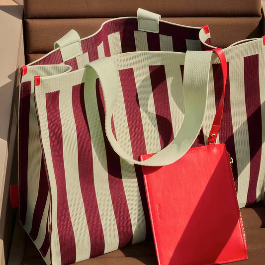 Club shopper - knitted stripes - mist + fig | Sticky Sis