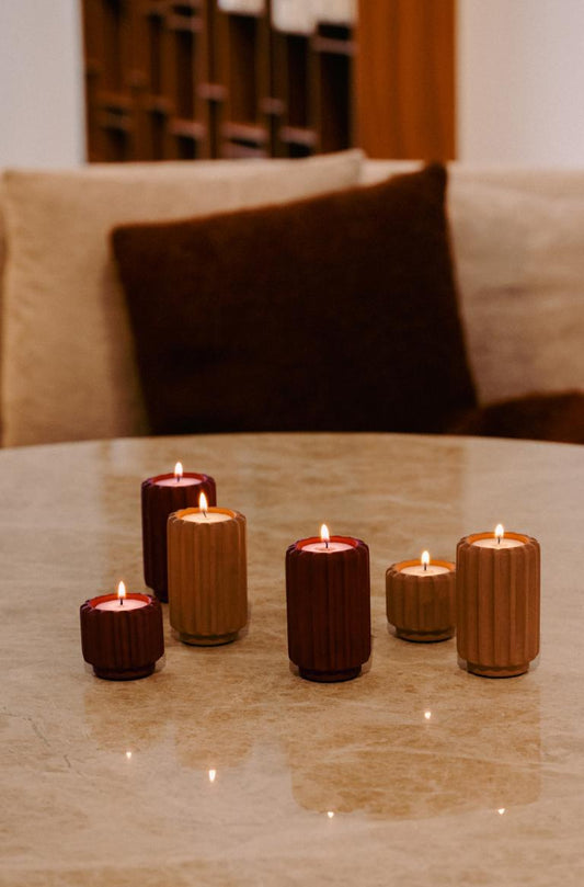 Dentelles T-lichthouder - tall - mocha | Atelier Pierre