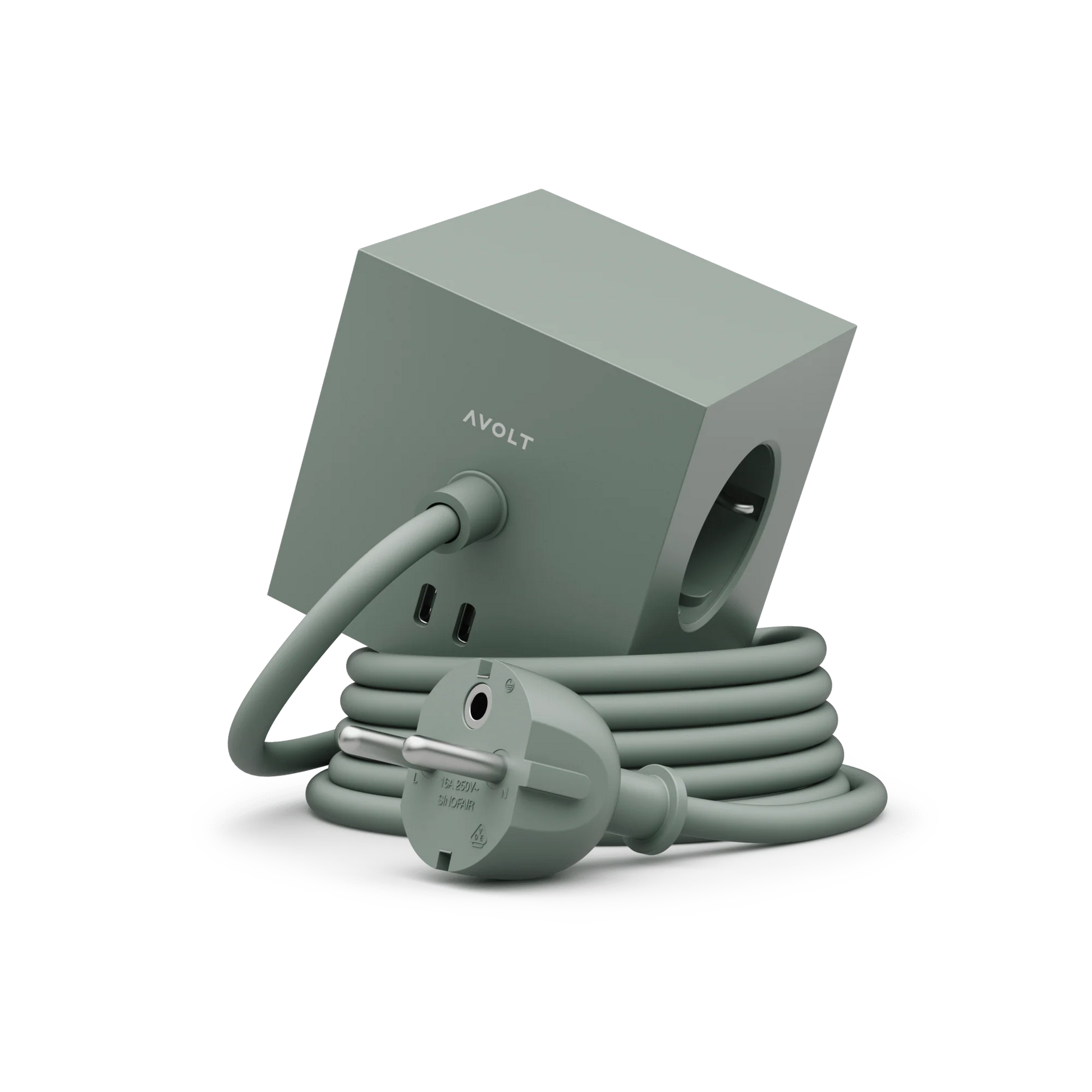 Square 1 stekkerdoos ( usb C ) - oak green | Avolt - de inKijk