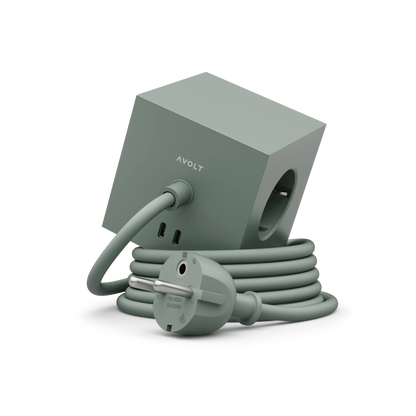 Square 1 stekkerdoos ( usb C ) - oak green | Avolt - de inKijk