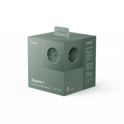 Square 1 stekkerdoos ( usb C ) - oak green | Avolt - de inKijk
