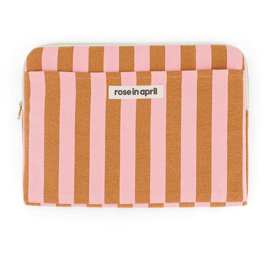 Laptophoes Caramel/Strawberry strepen - Rose in April