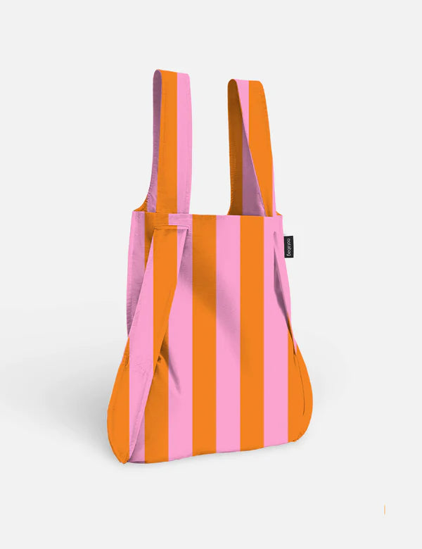Rugzak en schoudertas in één - orange/pink stripes | Notabag