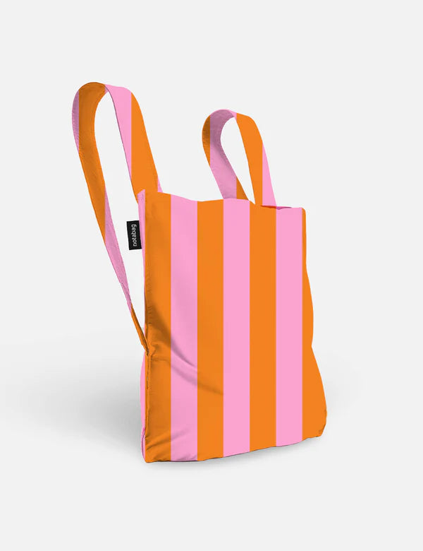 Rugzak en schoudertas in één - orange/pink stripes | Notabag