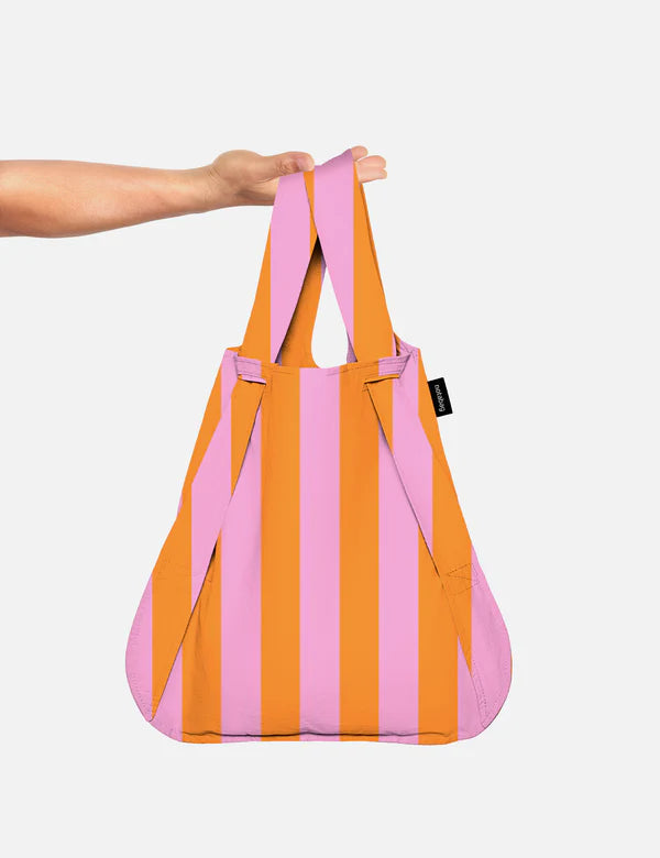 Rugzak en schoudertas in één - orange/pink stripes | Notabag