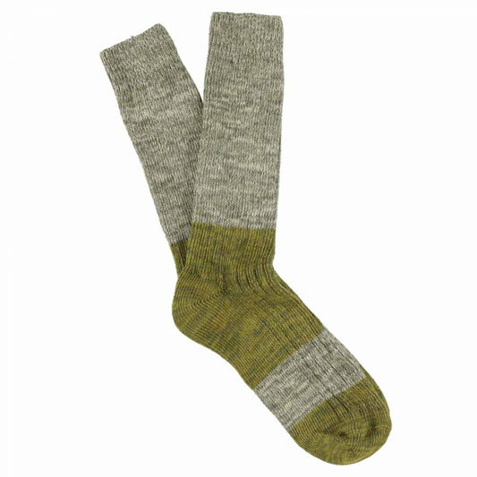 Melange Blend Block Socks - Green | Escuyer