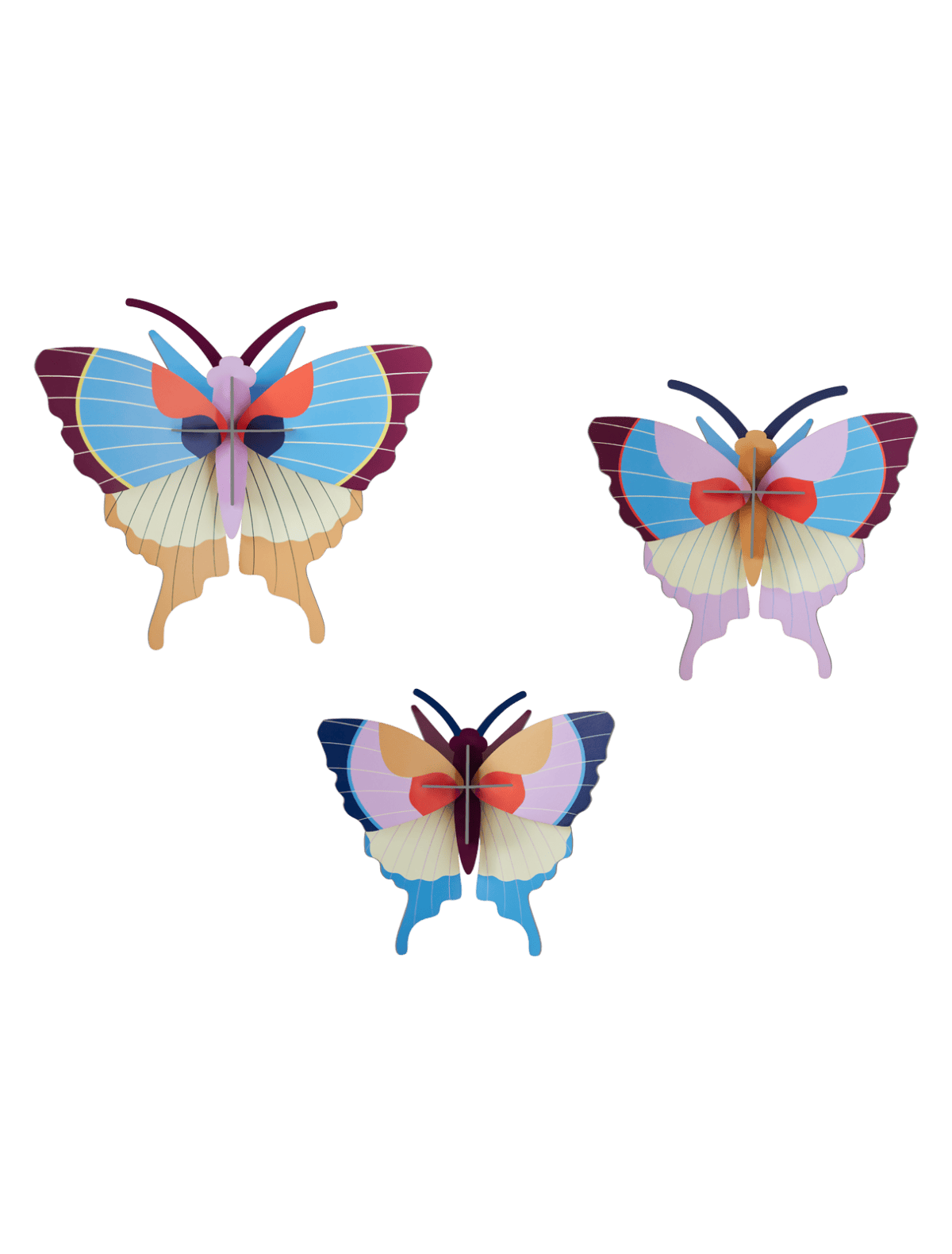 Plum Fringe Butterflies - wall art - set of 3 | Studio Roof