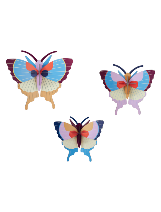 Plum Fringe Butterflies - wall art - set of 3 | Studio Roof