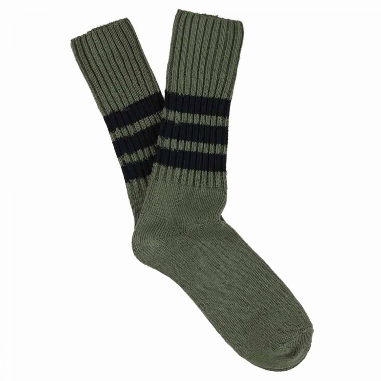 Crew Stripes Socks - Khaki / Blue | Escuyer