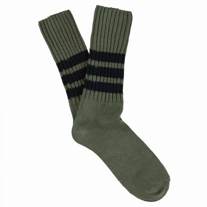 Crew Stripes Socks - Khaki / Blue | Escuyer - de inKijk
