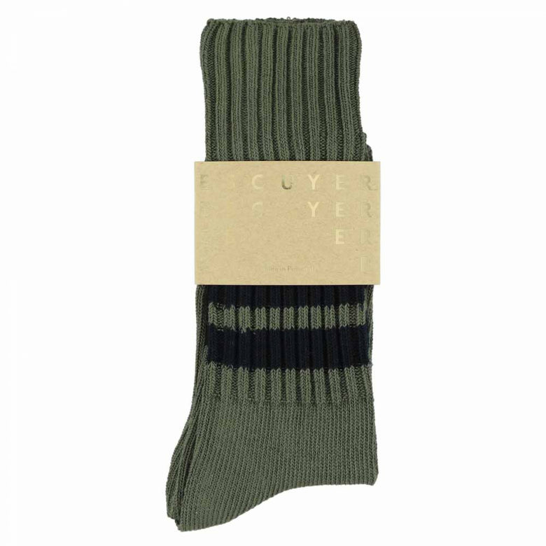 Crew Stripes Socks - Khaki / Blue | Escuyer - de inKijk