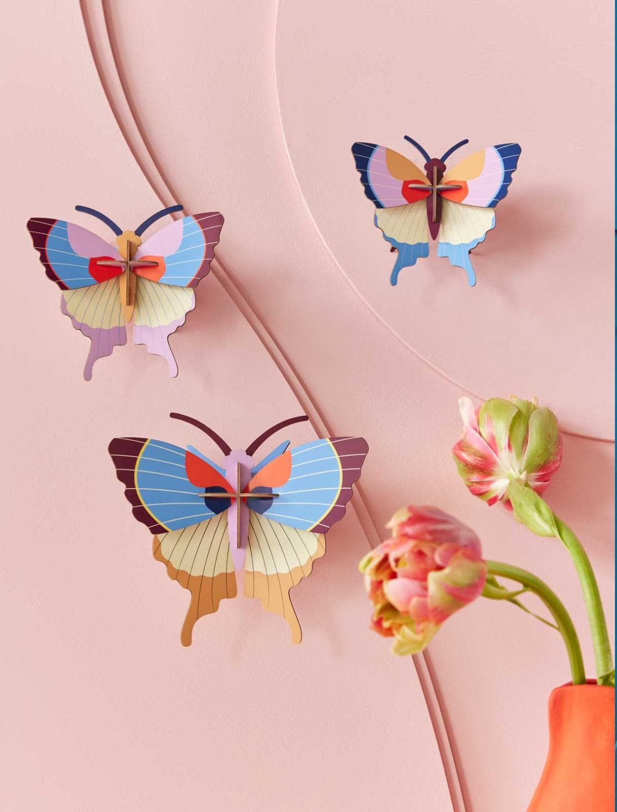 Plum Fringe Butterflies - wall art - set of 3 | Studio Roof