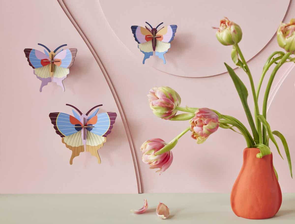Plum Fringe Butterflies - wall art - set of 3 | Studio Roof