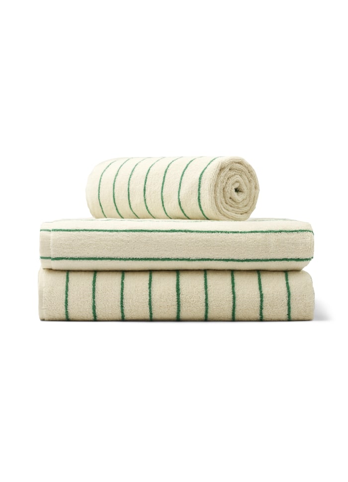 Naram guest towel - pure white & grass | Bongusta - de inKijk