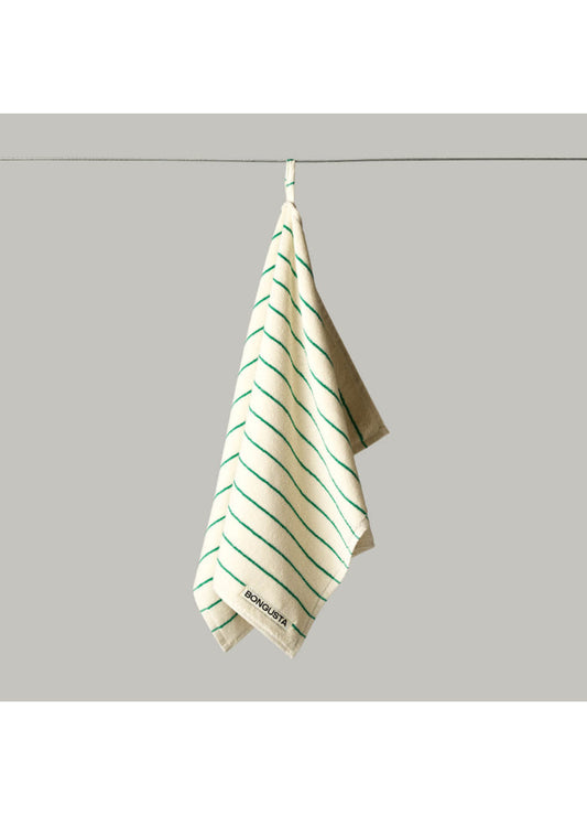 Naram guest towel - pure white & grass | Bongusta - de inKijk