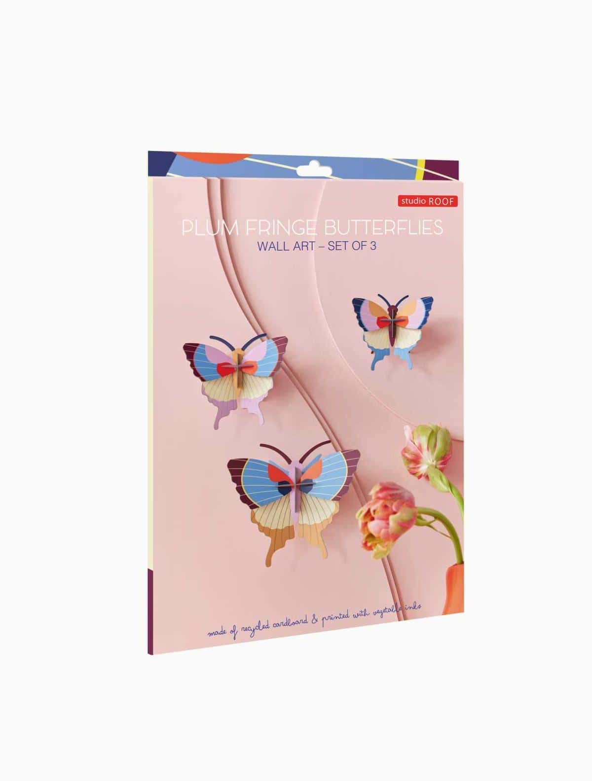 Plum Fringe Butterflies - wall art - set of 3 | Studio Roof