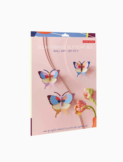 Plum Fringe Butterflies - wall art - set of 3 | Studio Roof