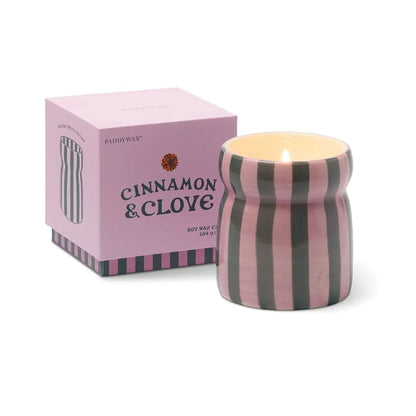 Cabana geurkaars - cinnamon&clove - pink/green striped | Paddywax