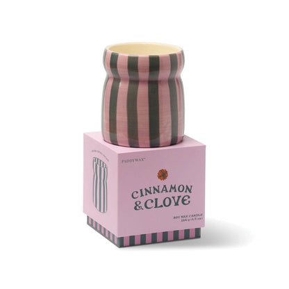 Cabana geurkaars - cinnamon&clove - pink/green striped | Paddywax