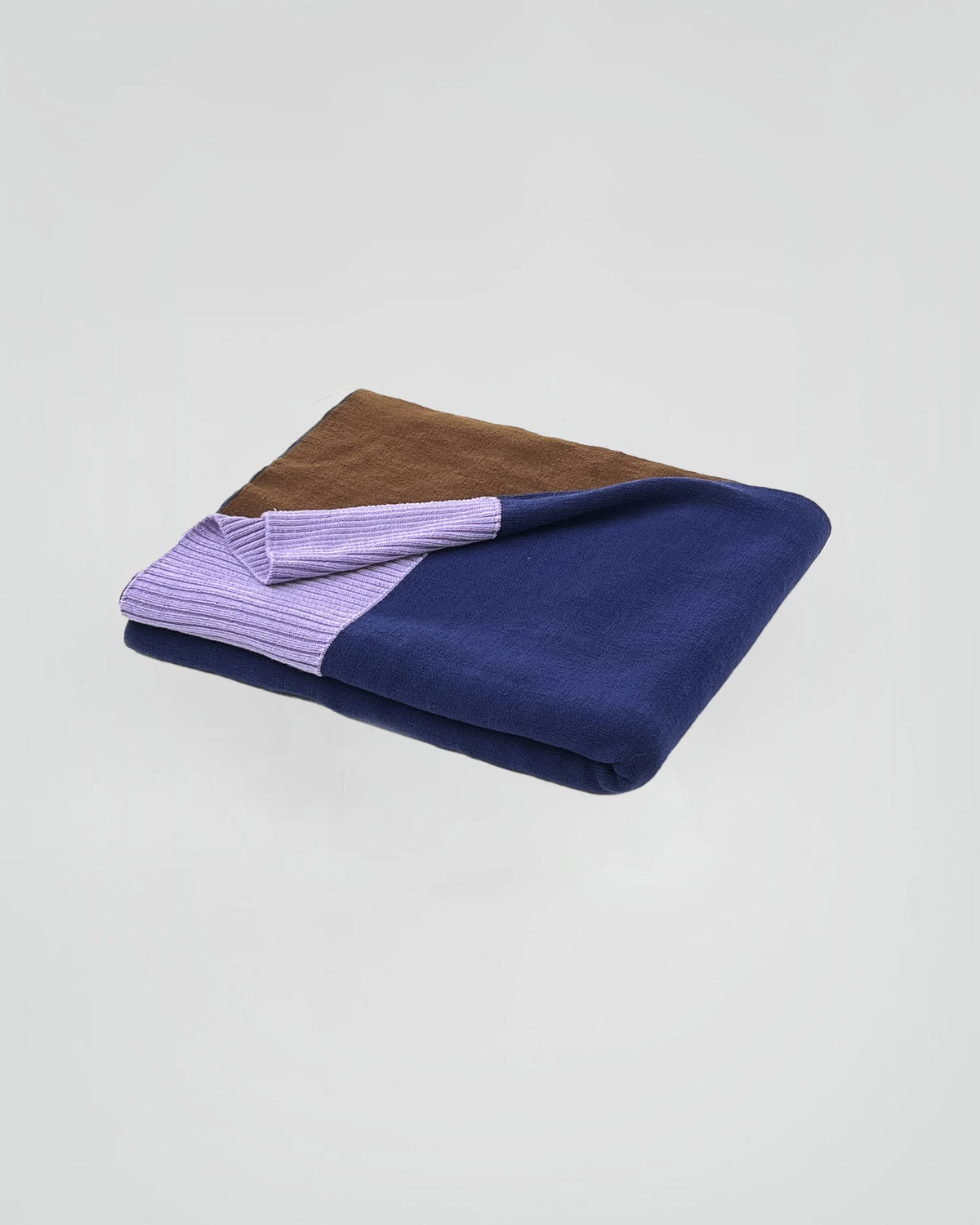 Merino Gebreide Plaid - 100% Wol - Blue/Brown/Lilac | SUITE702