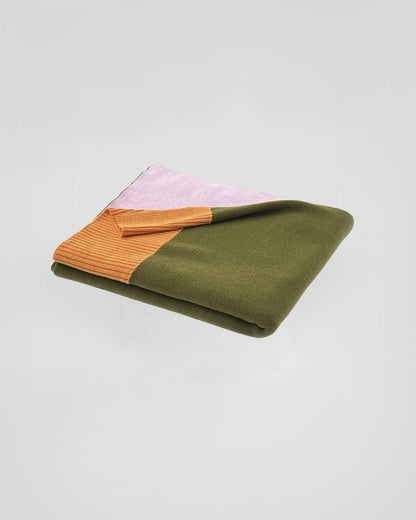 Merino Gebreide Plaid - 100% Wol - Green/Pink/Orange | SUITE702