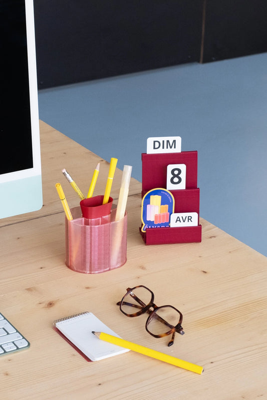 Henri Pencil Cup - Transparent Pink/Red | Warren & Laetitia