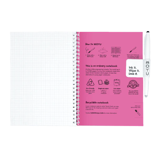 Erasable notebook A5 - Passion pink | Moyu
