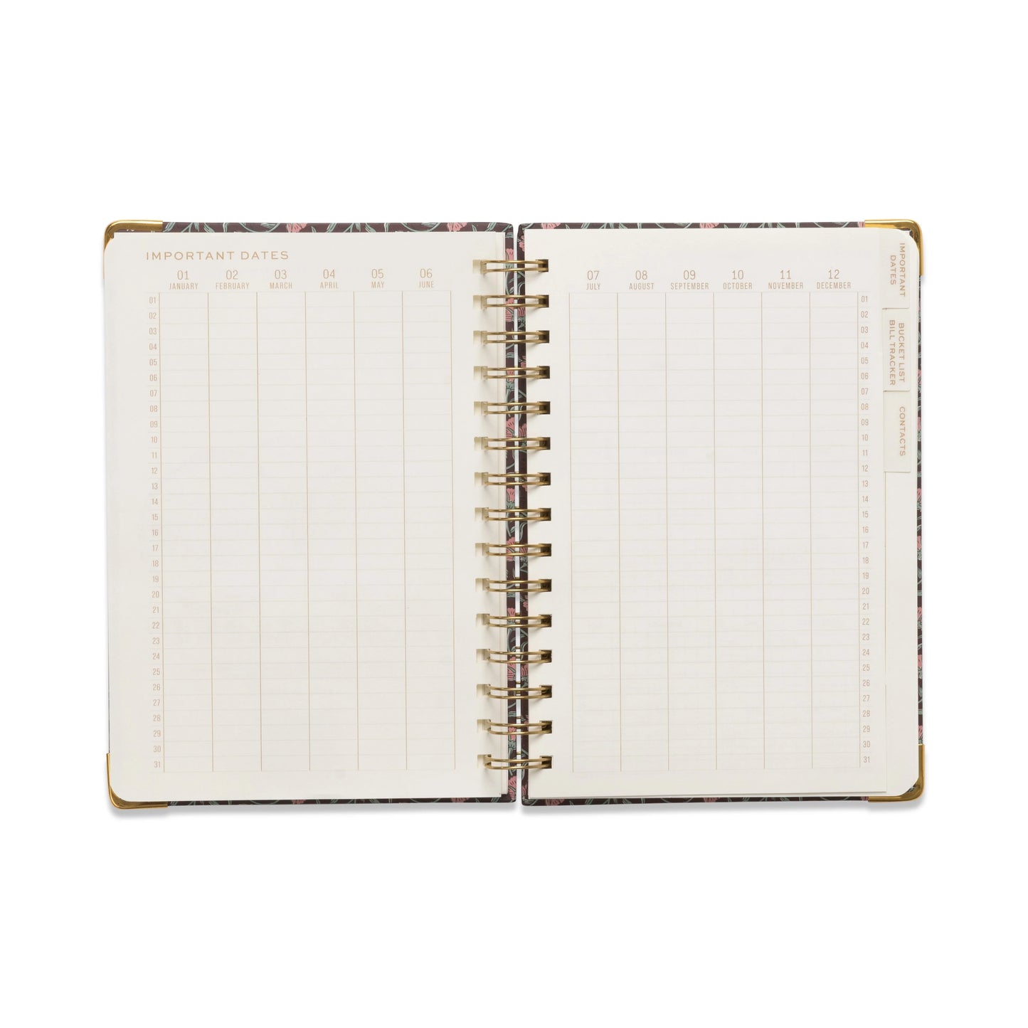 Undated Perpetual Planner - Burgundy Vintage Floral | Designworks Ink
