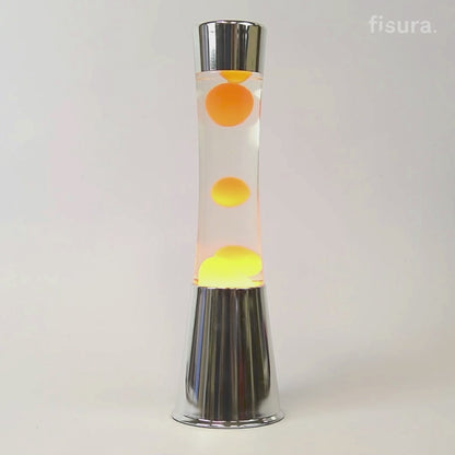 Orange lava lamp - chrome base - transparent liquid - 40 cm | Fisura