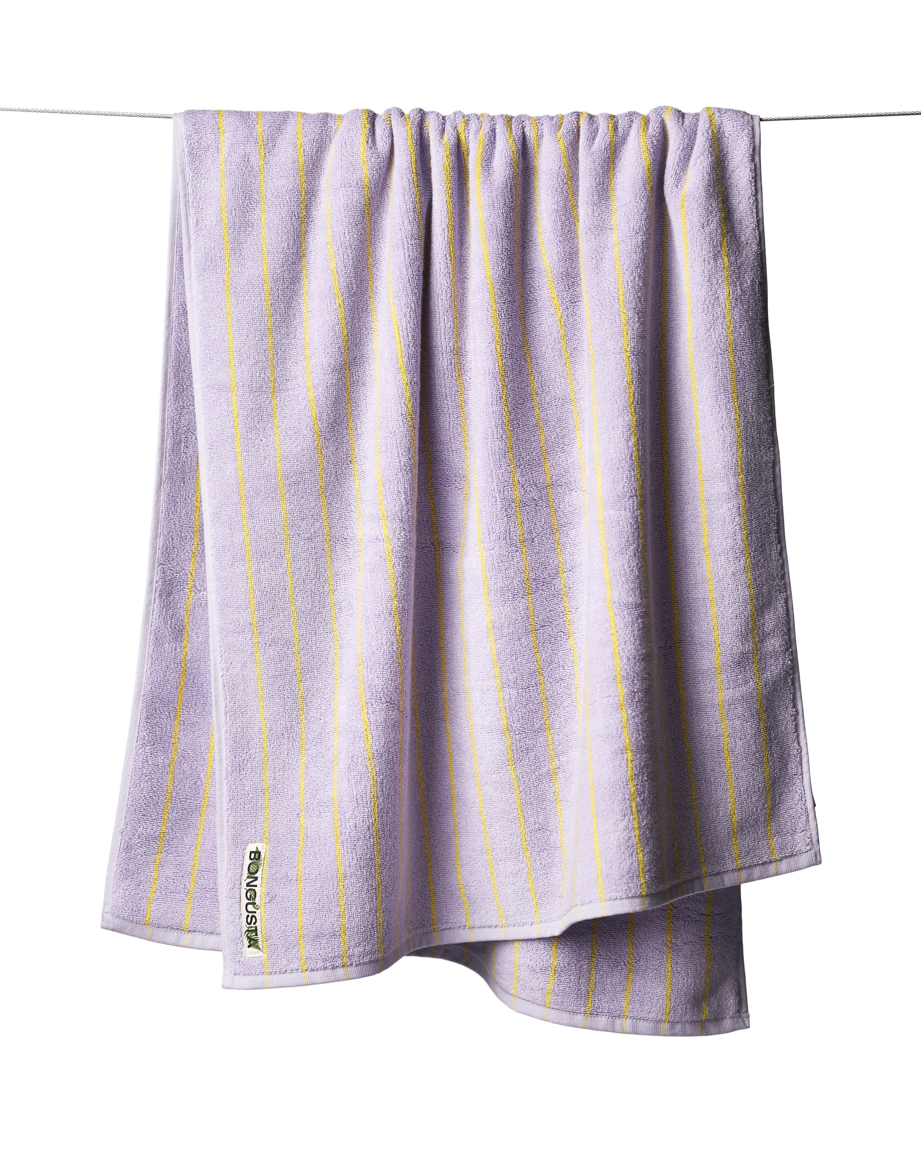 Naram bath towel - lilac & neon yellow | Bongusta - de inKijk