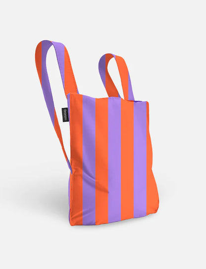 Rugzak en schoudertas in één - red/purple stripes | Notabag
