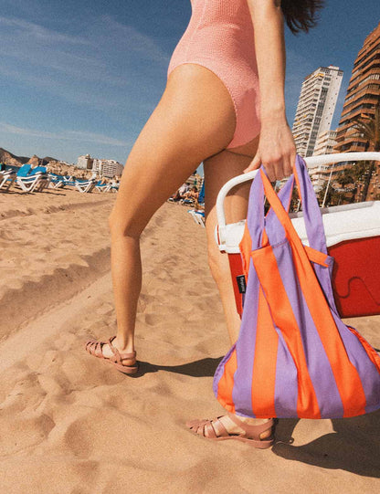 Rugzak en schoudertas in één - red/purple stripes | Notabag