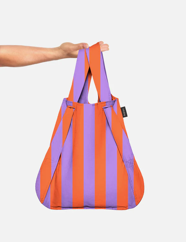 Rugzak en schoudertas in één - red/purple stripes | Notabag