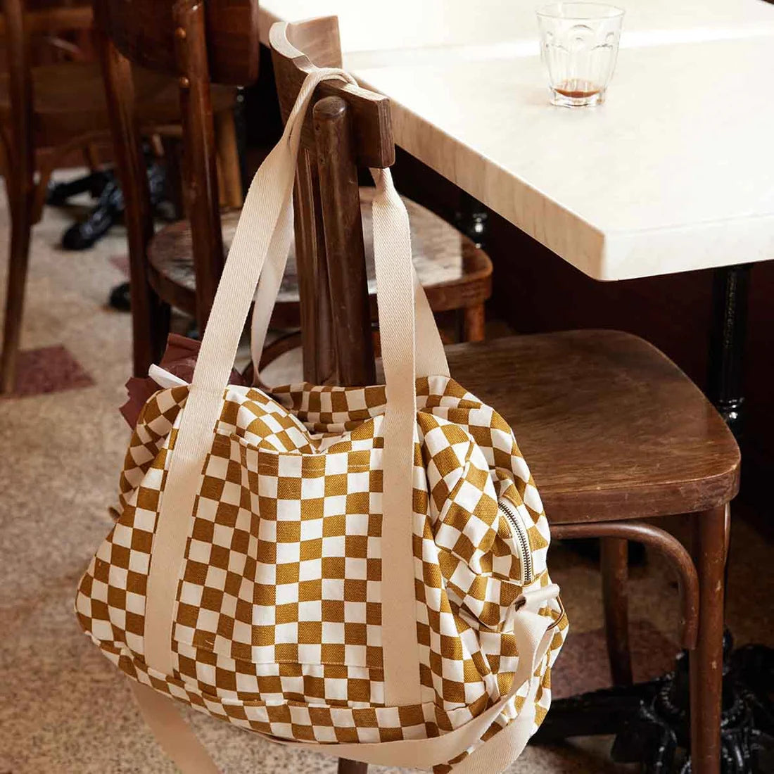 Bowling bag - Raphael - Checks Caramel | Rose in April - de inKijk