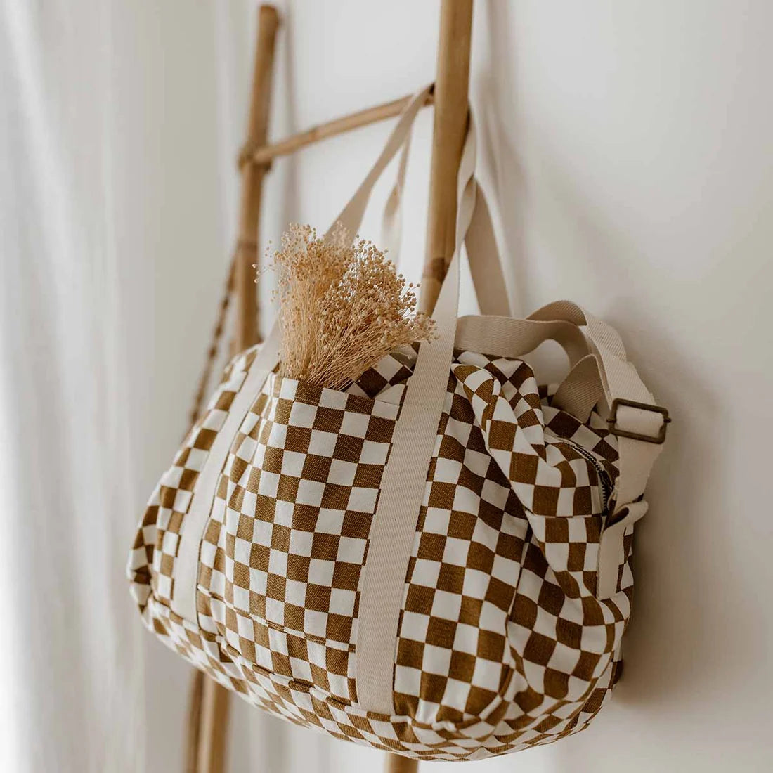 Bowling bag - Raphael - Checks Caramel | Rose in April - de inKijk