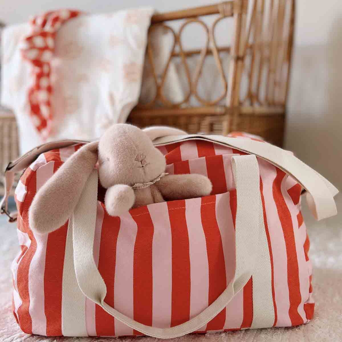 Bowling bag - Raphael - Tomato/Candy Stripes | Rose in April