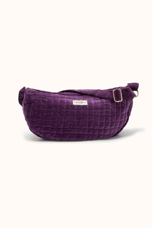 Sac Banane Lune Shanti - Velours Lisse Mauve | Apaches