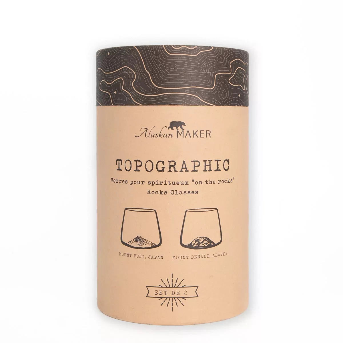 Topographic glasses - set of 2 - Fuji & Denali | Alaskan Maker - de inKijk