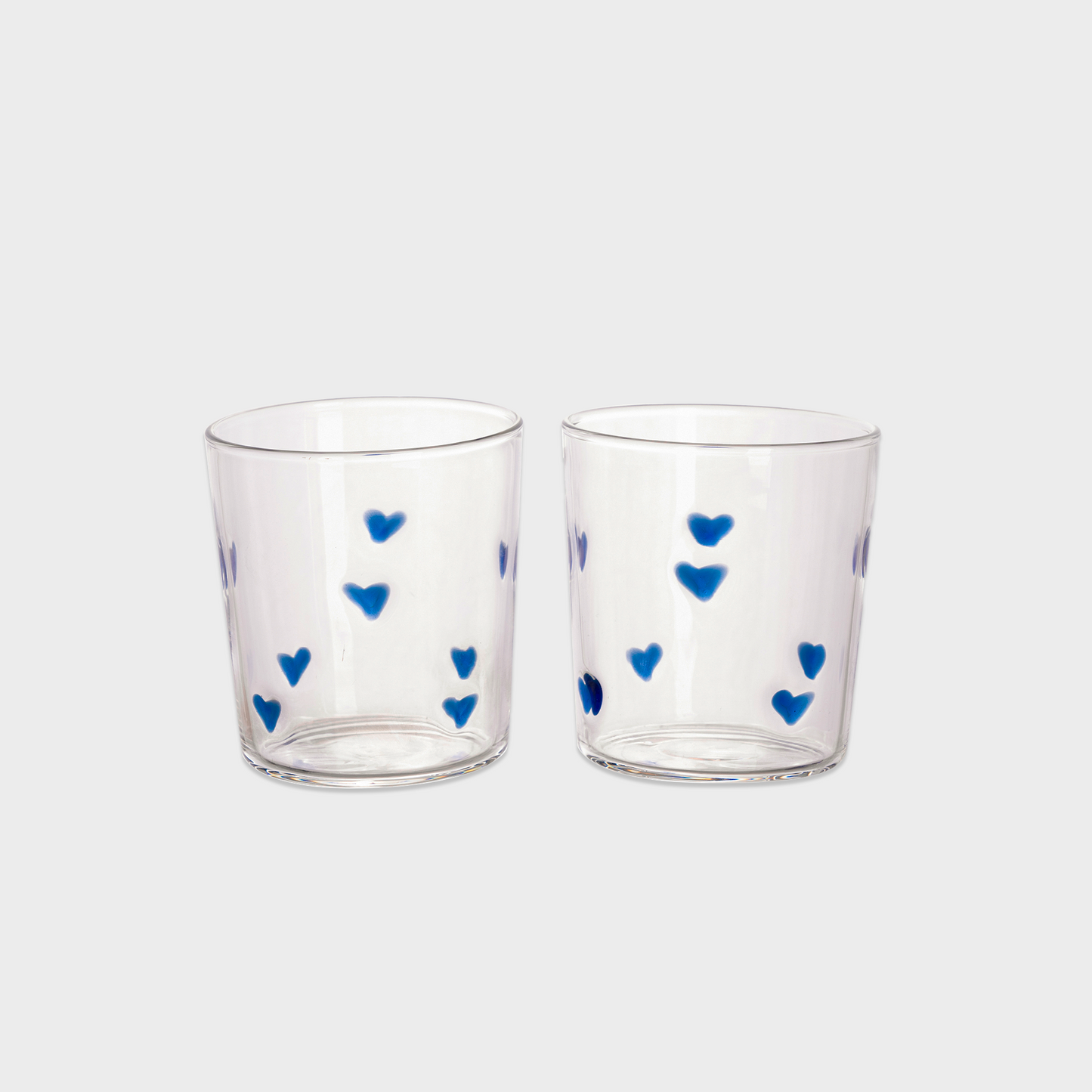Glas hearts - set van 2 - blauw | And Nook - de inKijk